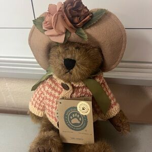 Boyds Bears Plush in Cream & Pink Knit Sweater with Tan Hat